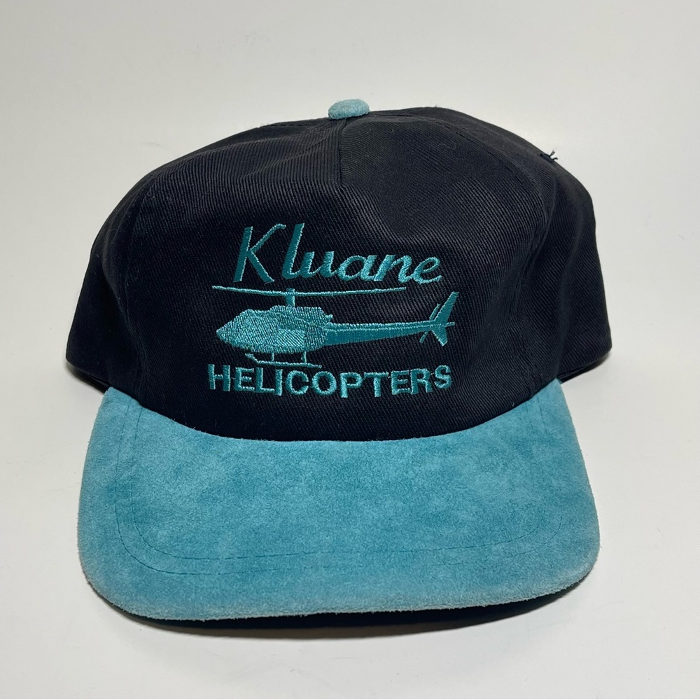 Vintage Kluane Helicopter Strapback Cap Hat Yukon Canada Aviation Flight Tours